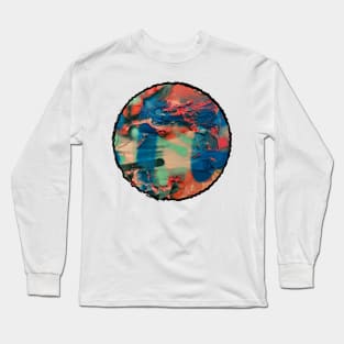 Degrading Graffiti Scribble Circle Frame Long Sleeve T-Shirt